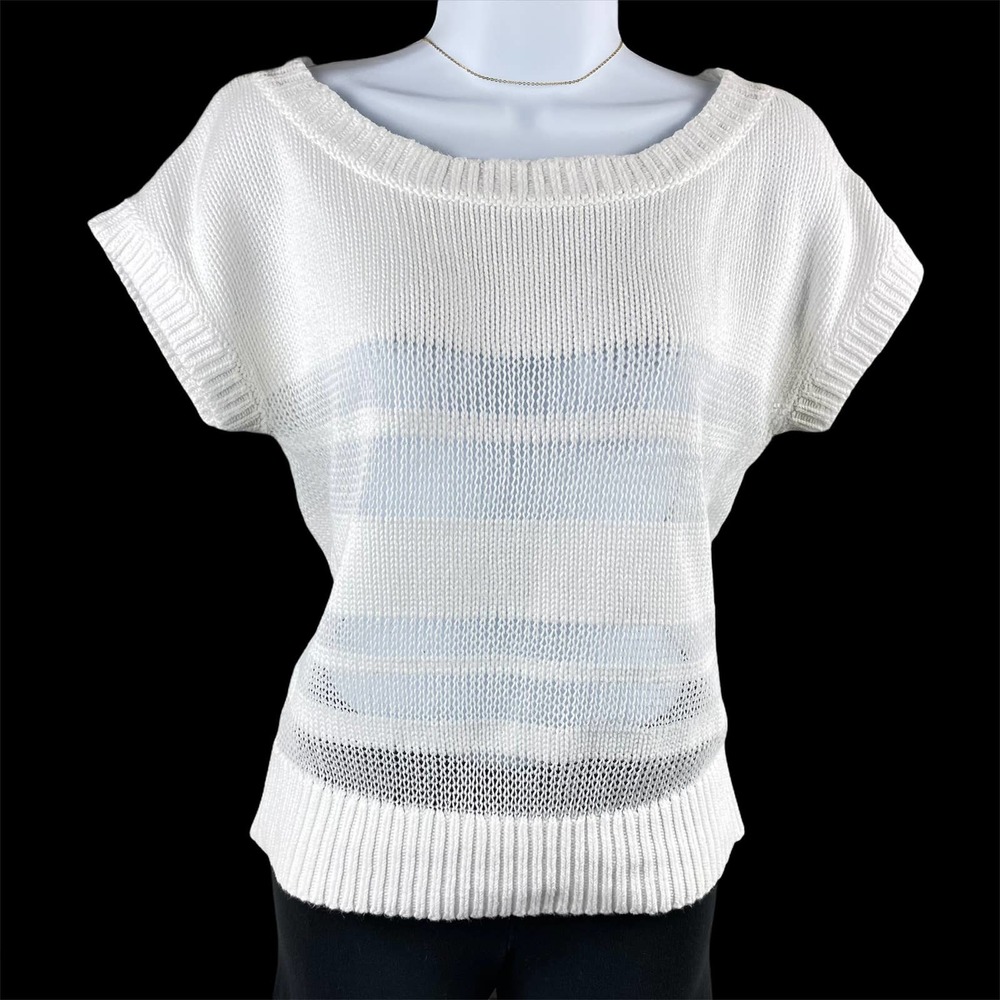 Loft White Short Sleeve Knit Blouse